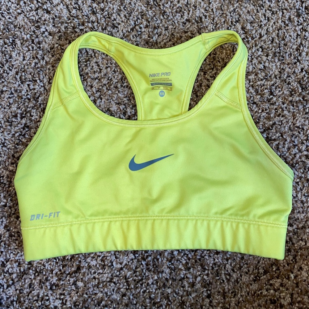 Yellow Nike sports bra